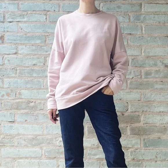 COS Pink Sweatshirt Dusty Rose Oversized Crew Neck Drop Sleeve Sweater - Picture 14 of 14